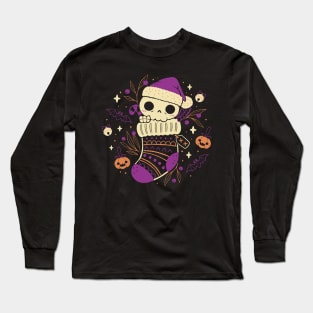 Cute Christmas Stocking Skull Long Sleeve T-Shirt